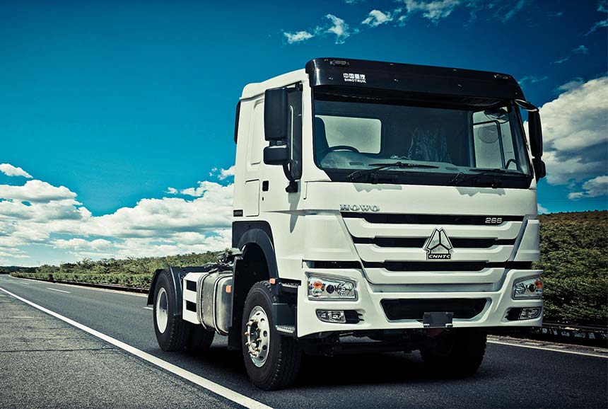 HOWO truck parked on a tarmac road